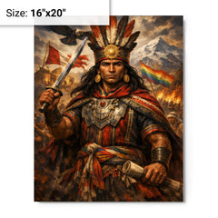 Tupac Amaru II in Andean rebellion attire metal print on a plain backdrop in size 16"x20".