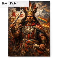 Tupac Amaru II in Andean rebellion attire metal print on a plain backdrop in size 18"x24".