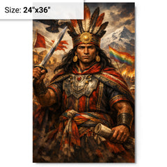 Tupac Amaru II in Andean rebellion attire metal print on a plain backdrop in size 24"x36".