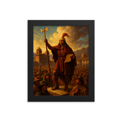 Tupac Amaru II proclamation in Andean plaza framed print on a plain backdrop in size 8"x10".