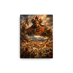 Tupac Katari above La Paz siege canvas print on a plain backdrop in size 12"x16".