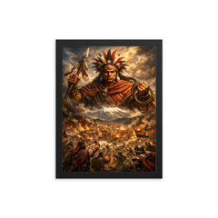 Tupac Katari above La Paz siege framed print on a plain backdrop in size 12"x16".