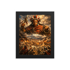 Tupac Katari above La Paz siege framed print on a plain backdrop in size 8"x10".