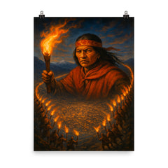 Tupac Katari encircling La Paz with torches poster on a plain backdrop in size 8"x10".