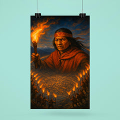Tupac Katari encircling La Paz with torches poster 6