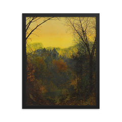Twilight by John Atkinson Grimshaw, 1871 framed print on a plain backdrop in size 16"x20".