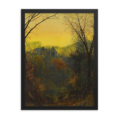 Twilight by John Atkinson Grimshaw, 1871 framed print on a plain backdrop in size 18"x24".