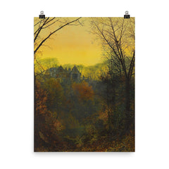 Twilight by John Atkinson Grimshaw, 1871 poster on a plain backdrop in size 8"x10".