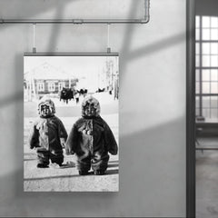 Twins Toddlers Dressed for Cold on a Russian Street, 1968 poster 4