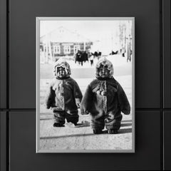 Twins Toddlers Dressed for Cold on a Russian Street, 1968 poster 5