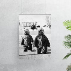 Twins Toddlers Dressed for Cold on a Russian Street, 1968 poster 7