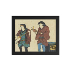 Two Catfish as Street Musicians, Artist Unknown, ca. 1855 framed print on a plain backdrop in size 8"x10".
