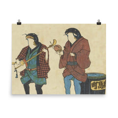 Two Catfish as Street Musicians, Artist Unknown, ca. 1855 poster on a plain backdrop in size 8"x10".