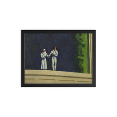 Two Comedians by Edward Hopper, 1966 framed print on a plain backdrop in size 12"x16".
