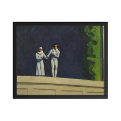 Two Comedians by Edward Hopper, 1966 framed print on a plain backdrop in size 16"x20".