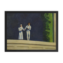 Two Comedians by Edward Hopper, 1966 framed print on a plain backdrop in size 18"x24".