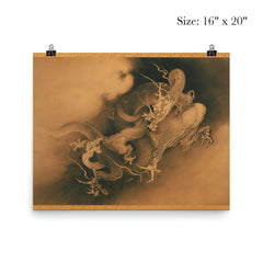 Two Dragons in Clouds by Kano Hogai, 1885 poster 2