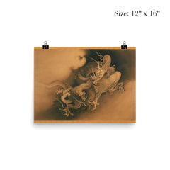 Two Dragons in Clouds by Kano Hogai, 1885 poster 3