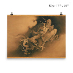 Two Dragons in Clouds by Kano Hogai, 1885 poster 5