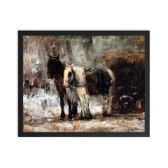 Two Horses by Floris Arntzenius framed print on a plain backdrop in size 16"x20".