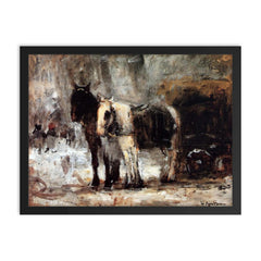 Two Horses by Floris Arntzenius framed print on a plain backdrop in size 18"x24".