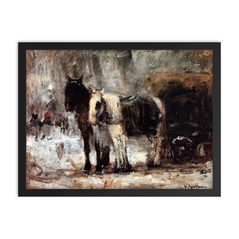 Two Horses by Floris Arntzenius framed print on a plain backdrop in size 18
