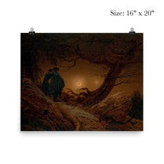 Two Men Contemplating the Moon by Caspar David Friedrich, 1820 poster 2