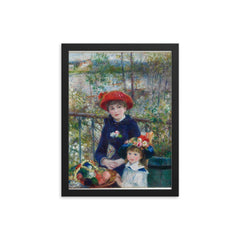 Two Sisters, also known as On the Terrace by Pierre Auguste Renoir framed print on a plain backdrop in size 12"x16".