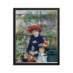 Two Sisters, also known as On the Terrace by Pierre Auguste Renoir framed print on a plain backdrop in size 16"x20".