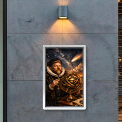 Tycho Brahe with brass armillary and comet poster 2