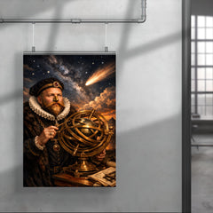 Tycho Brahe with brass armillary and comet poster 4