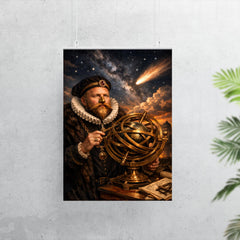 Tycho Brahe with brass armillary and comet poster 7