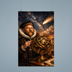 Tycho Brahe with brass armillary and comet poster 9