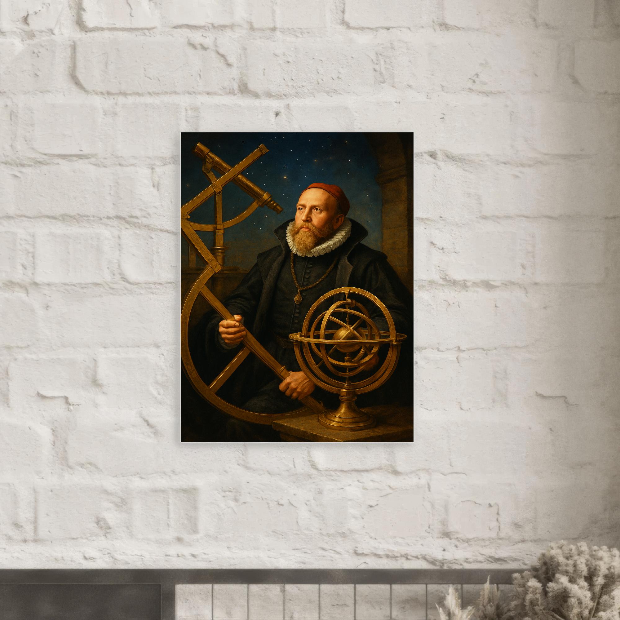 Metal Print Wall Art of Tycho Brahe with Brass Observatory Instruments ...