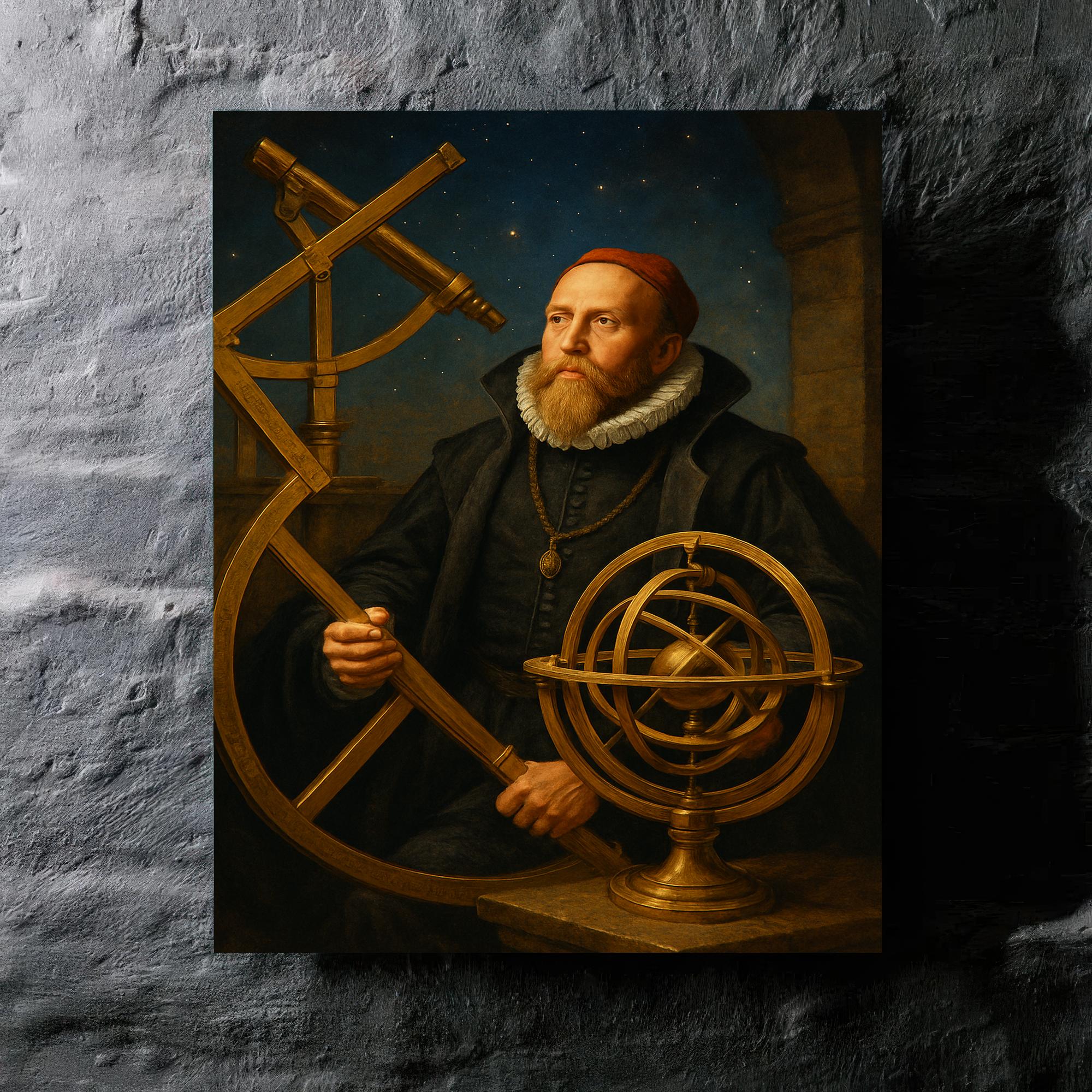 Metal Print Wall Art of Tycho Brahe with Brass Observatory Instruments ...