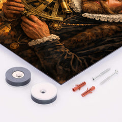 Tycho Brahe with golden nose and sextant metal print mockup