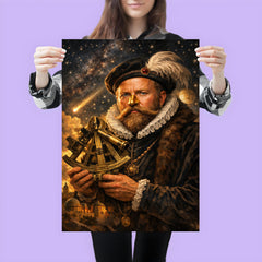 Tycho Brahe with golden nose and sextant poster 3