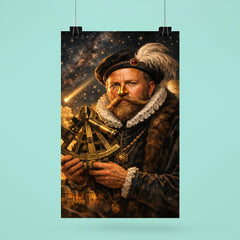 Tycho Brahe with golden nose and sextant poster 6
