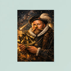 Tycho Brahe with golden nose and sextant poster 8