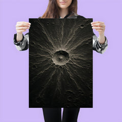 Tycho crater lunar relief in silver shadow poster 3
