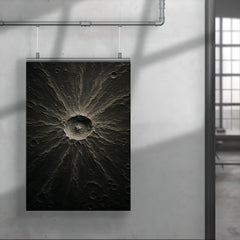 Tycho crater lunar relief in silver shadow poster 4