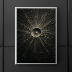Tycho crater lunar relief in silver shadow poster 5