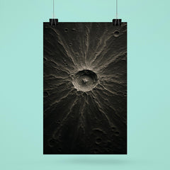 Tycho crater lunar relief in silver shadow poster 6