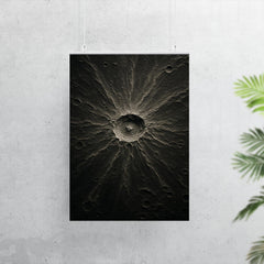 Tycho crater lunar relief in silver shadow poster 7