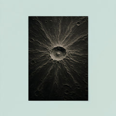 Tycho crater lunar relief in silver shadow poster 8