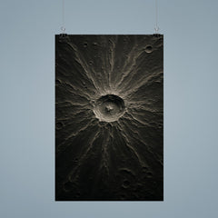 Tycho crater lunar relief in silver shadow poster 9