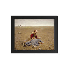 Udslidt by H. A. Brendekilde, 1899 framed print on a plain backdrop in size 8"x10".