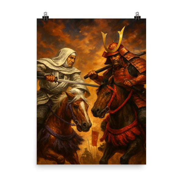 Uesugi Kenshin Confronting Takeda Shingen on Horseback Poster Print Wa ...