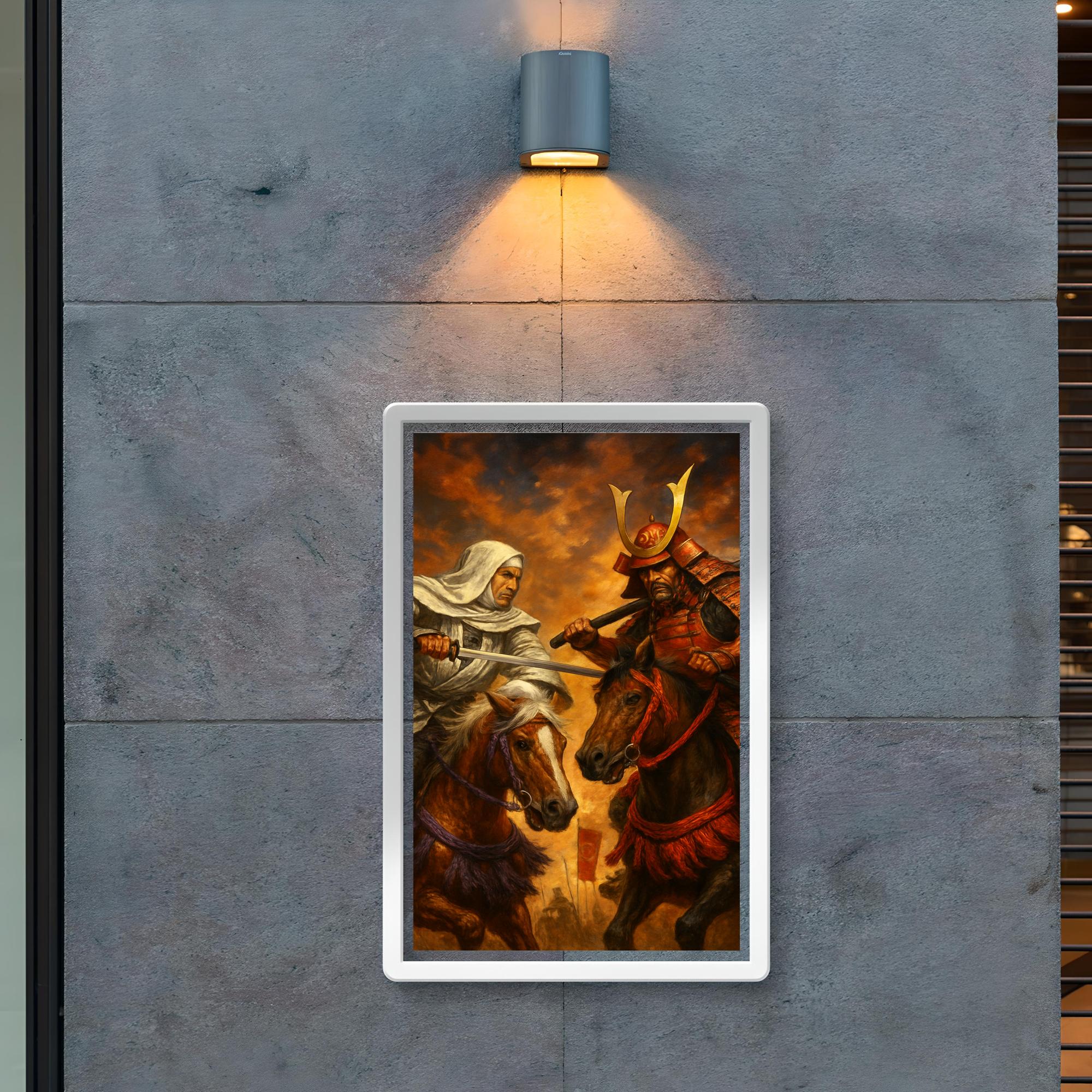 Uesugi Kenshin Confronting Takeda Shingen on Horseback Poster Print Wa ...