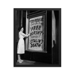 Ukrainian Immigrant After Stalin's Death, 1953 framed print on a plain backdrop in size 16"x20".